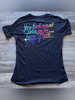 Women’s Small Size Black Graphic Tee - "You had me at 'let's go to Taco Bell'" S